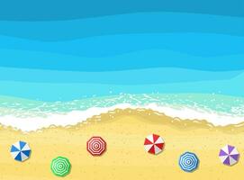 spiaggia sole ombrelli vicino il mare, superiore Visualizza. vettore illustrazione nel piatto stile