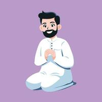 musulmano uomo preghiere piatto vettore illustrazione
