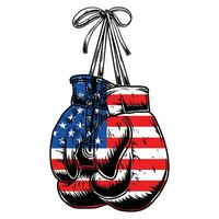 boxe guanti con Stati Uniti d'America bandiera design vettore