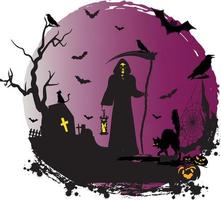 design raccapricciante di halloween con gatto e pipistrelli vettore