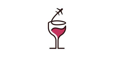 logo design combinazione di vino bicchiere forma con aereo, icona, vettore, simbolo. vettore
