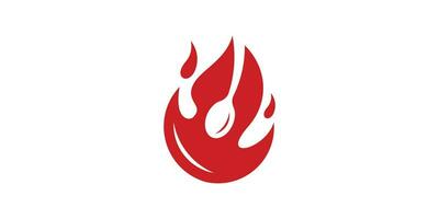 logo design combinazione di fuoco forma con cucchiaio, caldo cibo logo, icona, vettore, simbolo. vettore