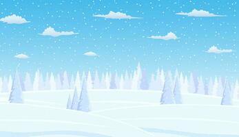 Natale paesaggio sfondo con neve e albero. allegro Natale vacanza. nuovo anno e natale celebrazione. vettore illustrazione nel piatto stile