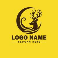 cervo animale logo e icona pulito piatto moderno minimalista attività commerciale e lusso marca logo design modificabile vettore