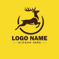 cervo animale logo e icona pulito piatto moderno minimalista attività commerciale e lusso marca logo design modificabile vettore