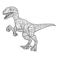 vettore disegno velociraptor dinosauro, nero Linee