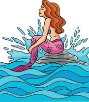 sirena seduta su il roccia cartone animato clipart vettore