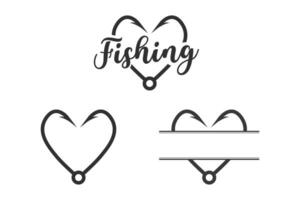 pesca gancio vettore, amo da pesca silhouette, amo da pesca monogramma, pesca gancio impostare, pesca gancio logo, retrò stile pesca ganci collezione vettore