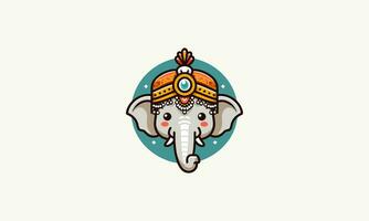 testa elefante indossare indiano cappello vettore logo design