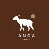 animale anoa naturale logo vettore icona silhouette retrò fricchettone