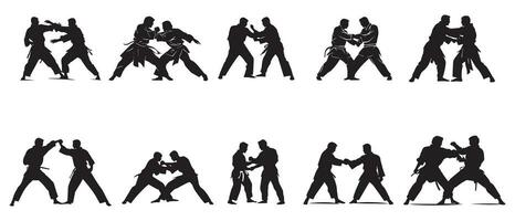 marziale arti combattente impostare. silhouette di un' karatè uomo. vettore illustrazione.