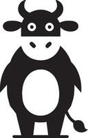 minimo divertente mucca piatto personaggio vettore silhouette, silhouette, nero colore, bianca sfondo 10