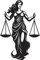 simbolico serenità signora di giustizia emblema bilancia sovranità giustizia signora icona vettore