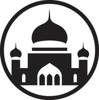 sacro silhouette moschea icona emblema riverente salire moschea emblematico design vettore