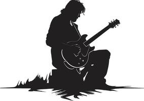 acustico aura chitarra giocatore vettore icona ritmo rapimento musicista logo design