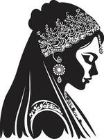 iconico etereo logo di sposa senza tempo tradizione nozze donna icona vettore
