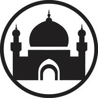 sacro silhouette moschea icona emblema riverente salire moschea emblematico design vettore