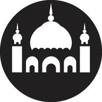 sacro silhouette moschea icona emblema riverente regno moschea emblematico design vettore