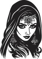 senza tempo tradizione indiano nozze donna vivace voti sposa logo design vettore
