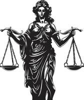 bilancia sovranità giustizia signora emblema etico equità signora di giustizia logo vettore