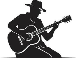 echi di eleganza vettore chitarra emblema melodia creatore emblematico chitarra logo