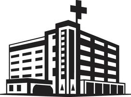 custode Torre medico centro logo design medico nexus ospedale edificio iconico vettore
