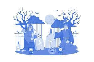 contento Halloween illustrazione concetto su bianca sfondo vettore