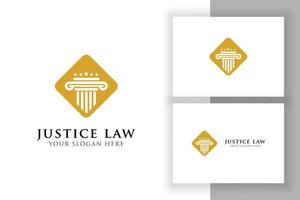 modello di progettazione del logo della legge della giustizia. pilastro e illustrazione a forma di stella vettore
