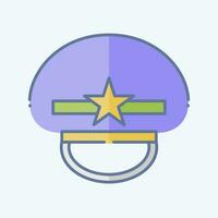 icona militare cap. relazionato per cappello simbolo. scarabocchio stile. semplice design modificabile. semplice illustrazione vettore