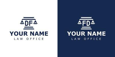 lettera df e fd legale logo, adatto per avvocato, legale, o giustizia con df o fd iniziali vettore