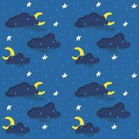 notte senza soluzione di continuità modello con nuvole, Luna e stelle vettore