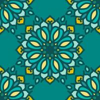 senza soluzione di continuità modello giallo leggero soleggiato blu menta mandala floreale creativo design vettore illustrazione sfondo