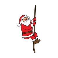colore vettore illustrazione disegnato di mano nel un' cartone animato stile. Santa Claus su un' corda.nuova anni disegno.