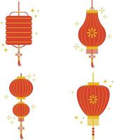 lanterna Cinese nuovo anno impostare. isolato su bianca sfondo. vettore illustrazione.