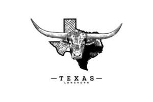 Texas Longhorn vettore illustrazione con carta geografica