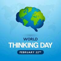 mondo pensiero giorno febbraio 22 con cervello come mondo carta geografica illustrazione vettore