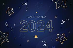 contento nuovo anno 2024 piazza modello con 3d sospeso numero. saluto concetto per 2024 nuovo anno celebrazione vettore