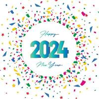 contento nuovo anno 2024 piazza modello con 3d sospeso numero. saluto concetto per 2024 nuovo anno celebrazione vettore