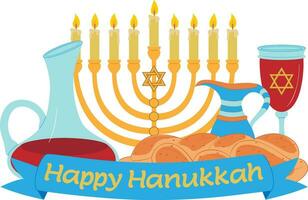 contento hanukkah illustrazione. colorazione pagina. linea arte. vettore