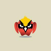 cartone animato stile rosso uccello logo design vettore