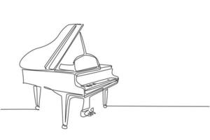 un disegno a tratteggio continuo di un pianoforte a coda in legno di lusso. concetto di strumenti di musica classica. illustrazione vettoriale grafica di design a linea singola alla moda