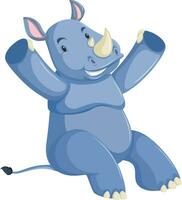 adesivo personaggio dei cartoni animati seduto rinoceronte vettore