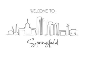 un disegno a tratteggio continuo skyline della città di Springfield, illinois. bellissimo punto di riferimento artistico. stampa del manifesto della decorazione della parete della casa di viaggio del turismo del paesaggio del mondo. illustrazione vettoriale di design a linea singola elegante