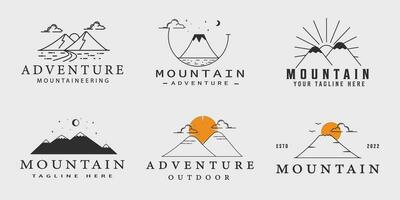 impostato di montagna linea arte logo semplice vettore illustrazione modello icona grafico design