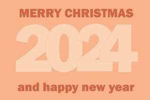 nuovo anno saluto bandiera con colore di il anno 2024. contento nuovo anno design di numeri 2024 su pesca fuzz sfondo. design per manifesto, striscione, saluto, 2024 celebrazione. vettore