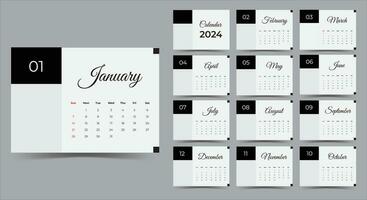 vettore 2024 nuovo anno calendario disegno, classico e minimo calendario design per 2024