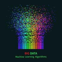 grande dati macchina apprendimento algoritmi. analisi di informazione minimalista infografica design. scienza tecnologia sfondo. vettore illustrazione