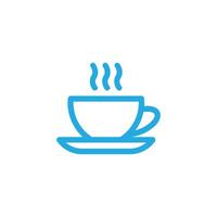 blu tazza di caffè linea arte icona isolato su bianca sfondo. tazza piatto icona. magro linea segni per design logo, visitare carta, eccetera. singolo alto qualità schema simbolo per ragnatela design o mobile app. vettore