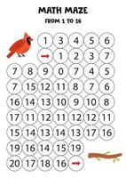 ottenere carino rosso cardinale uccello per albero ramo di conteggio per 16. vettore