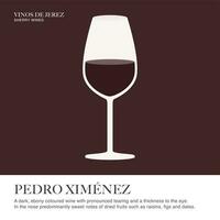 pedro ximenez specifica foglio. Sherry vino. illustrato guida per barre, ristoranti, turista guide, enciclopedie vettore